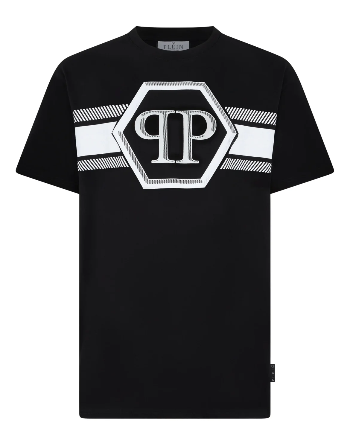 Round Neck T-Shirt Hexagon Line, цвет: Черный