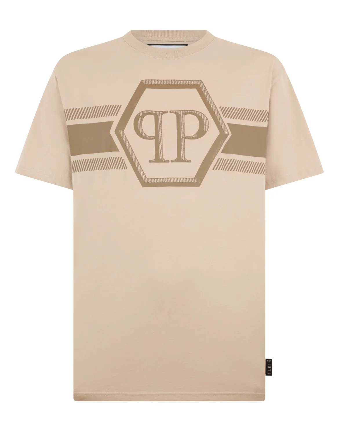 Round Neck T-Shirt Hexagon Line, цвет: Бежевый