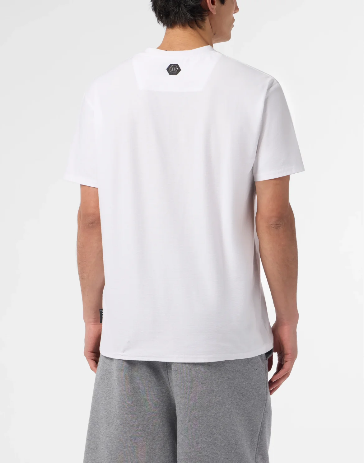 Round Neck T-Shirt Jacquard Hexagon Line, цвет: Белый
