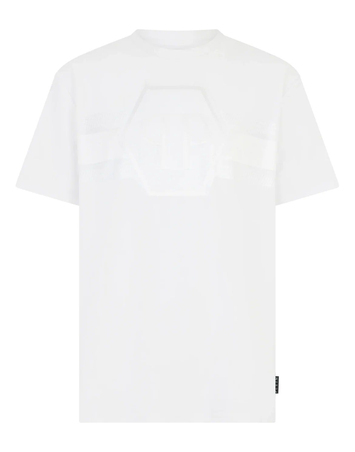 Round Neck T-Shirt Jacquard Hexagon Line, цвет: Белый