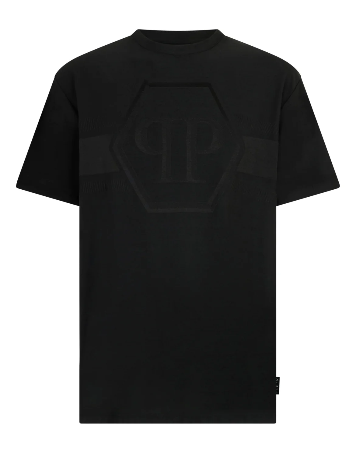 Round Neck T-Shirt Jacquard Hexagon Line, цвет: Черный