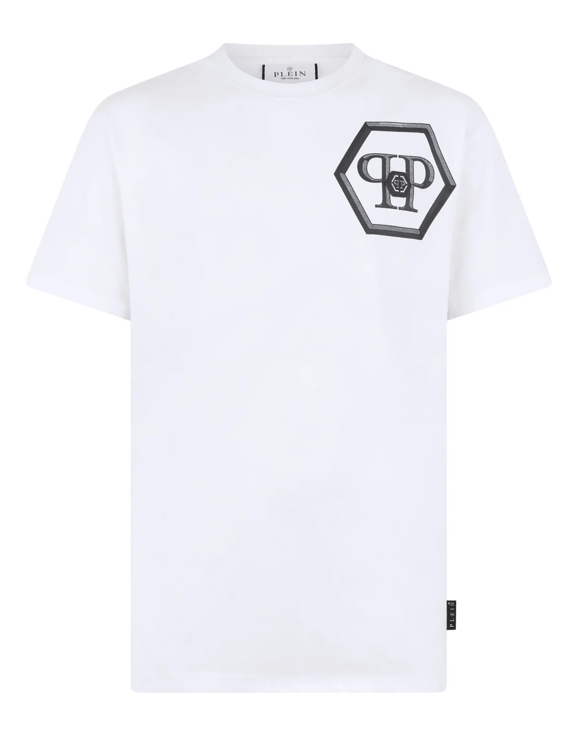 Round Neck T-Shirt Lines Hexagon, цвет: Белый