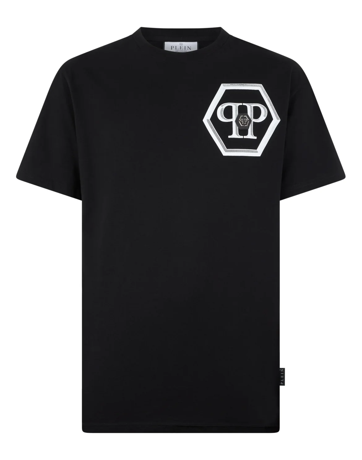 Round Neck T-Shirt Lines Hexagon, цвет: Черный