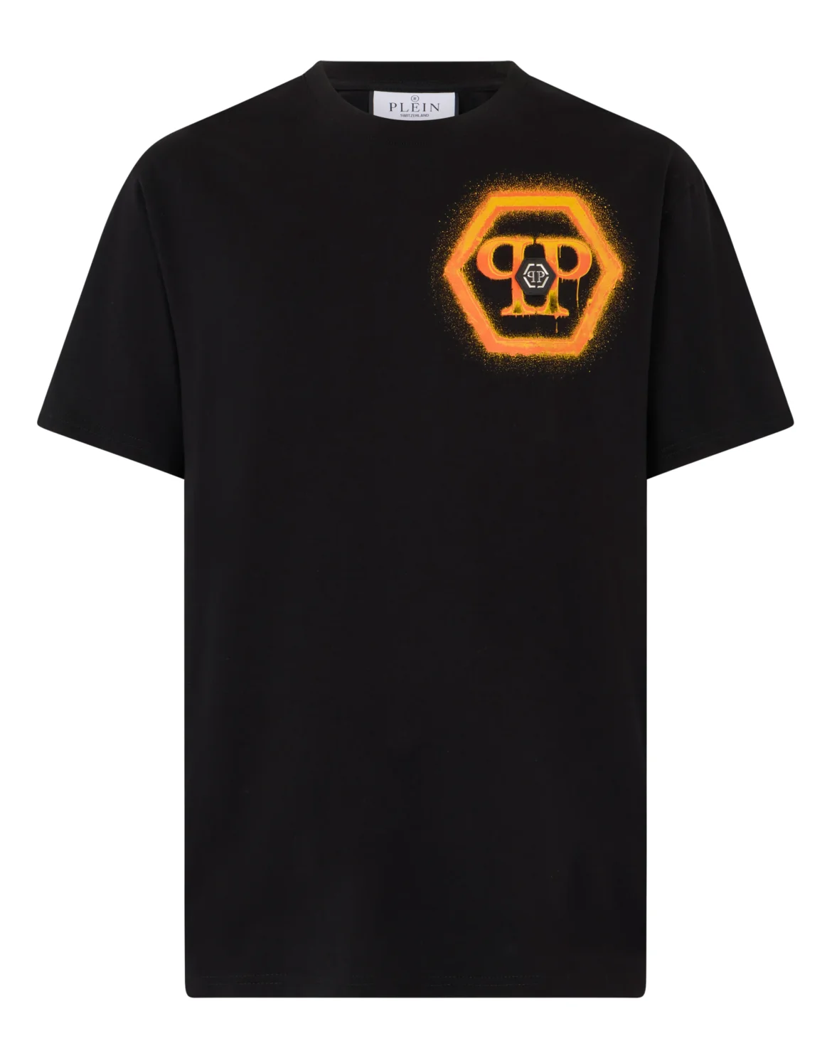 Round Neck T-Shirt Spray Hexagon, цвет: Черный
