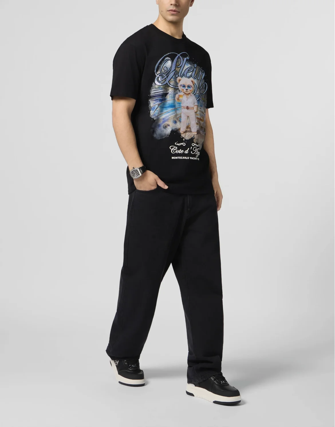 Round Neck T-Shirt Teddy Yachting, цвет: Черный