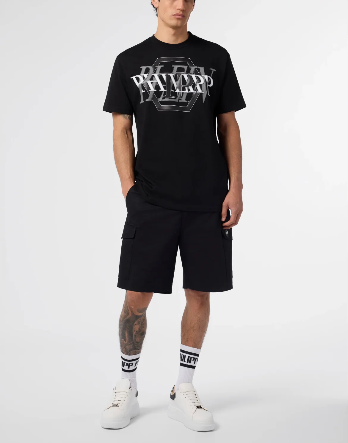 Round Neck T-Shirt Logo Hexagon, цвет: Черный