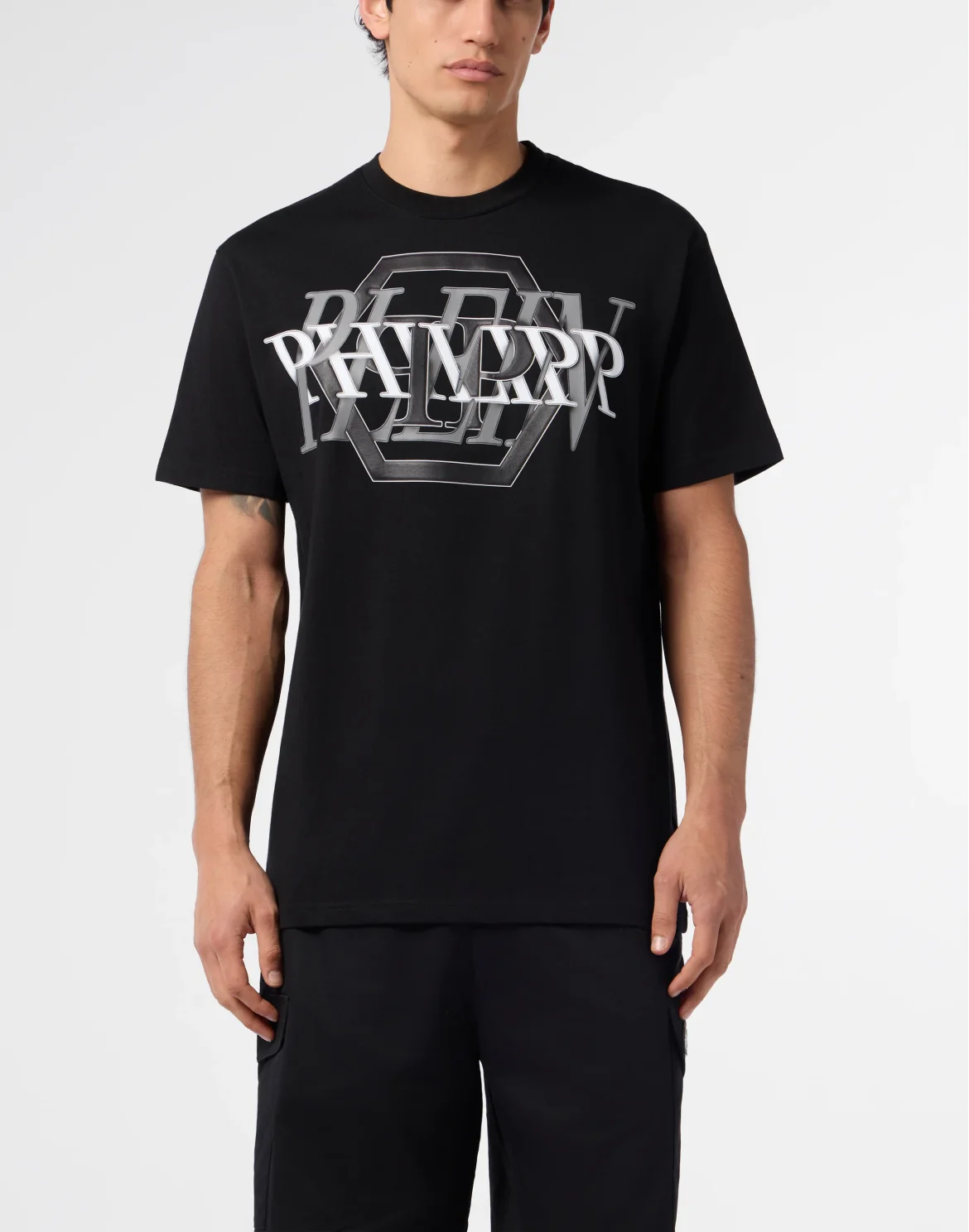 Round Neck T-Shirt Logo Hexagon, цвет: Черный