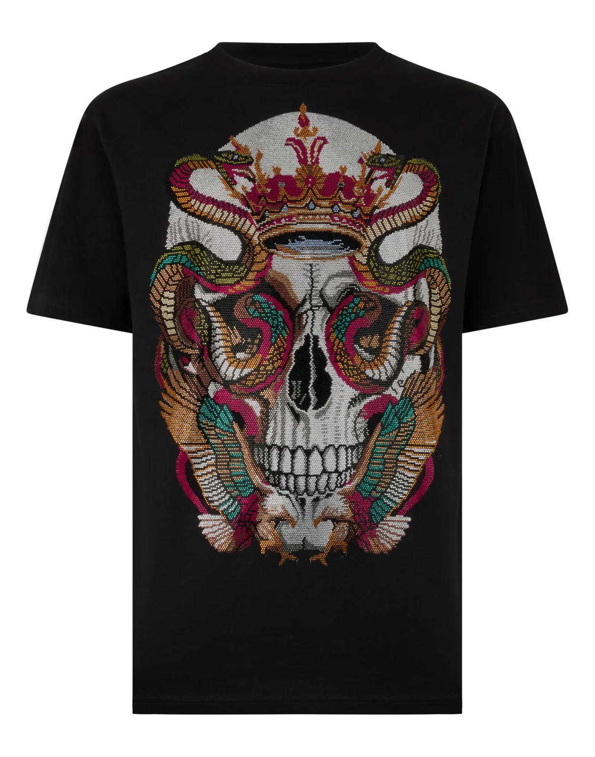 Round Neck T-Shirt Snake King Stones, цвет: Черный