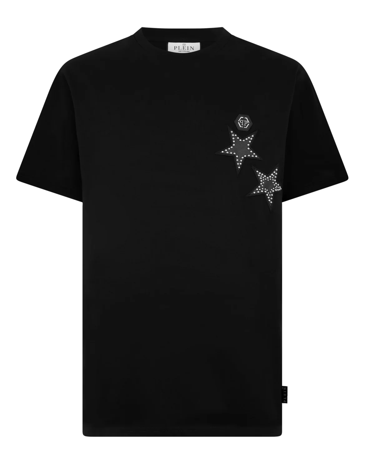 Round Neck T-Shirt Stars Studs, цвет: Черный