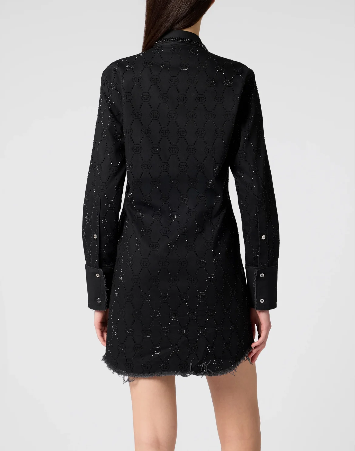 Denim Shirt Dress Monogram Strass Monogram Strass, цвет: Черный