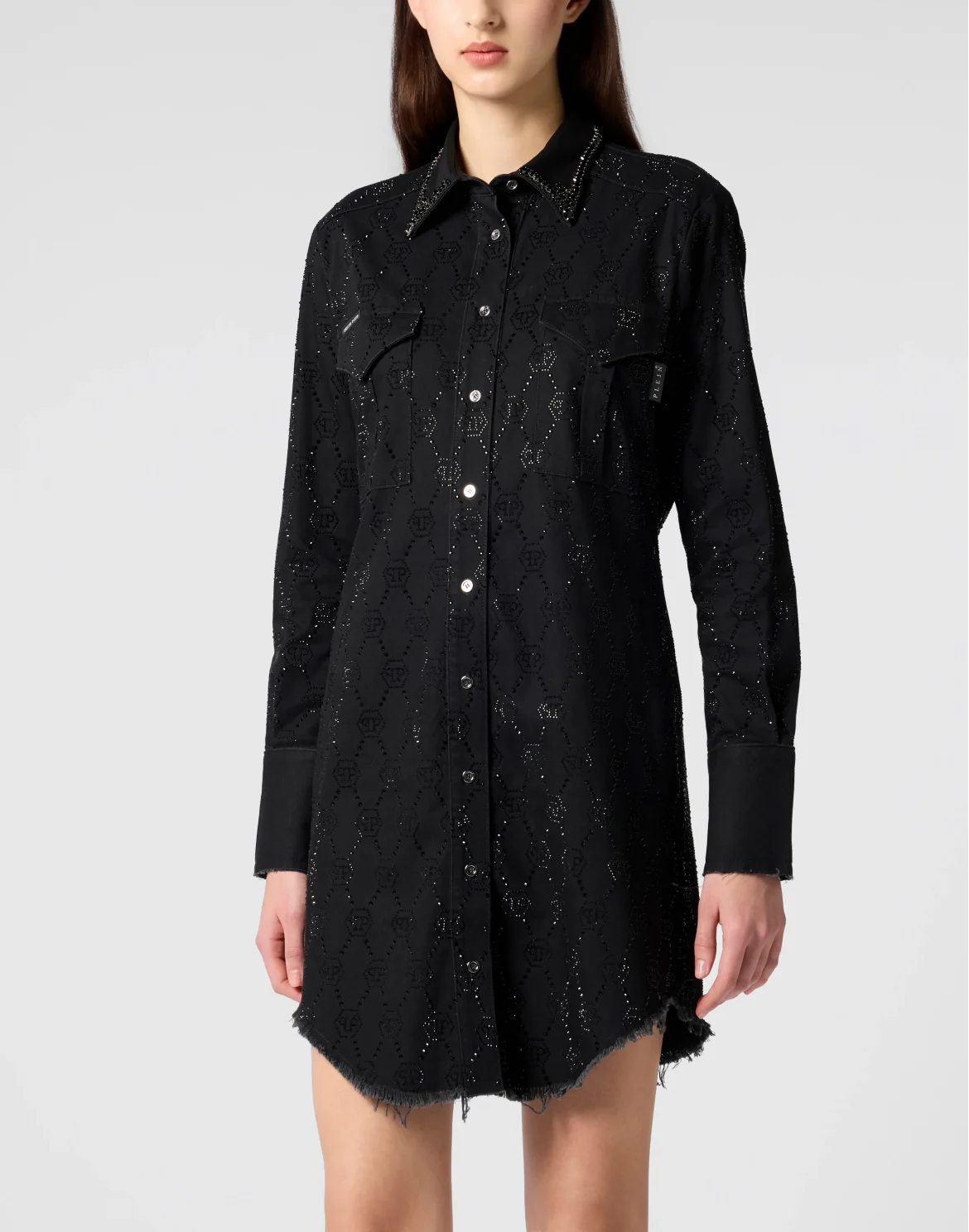 Denim Shirt Dress Monogram Strass Monogram Strass, цвет: Черный