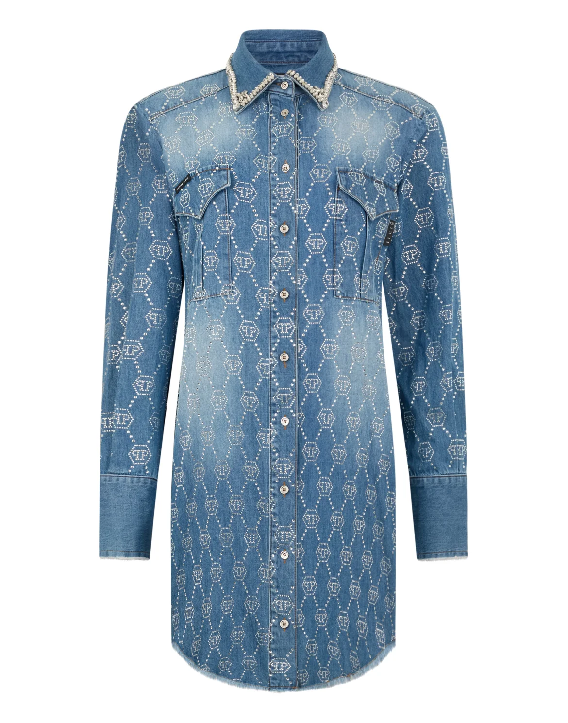 Denim Shirt Dress Monogram Strass Monogram Strass, цвет: Темно-синий деним