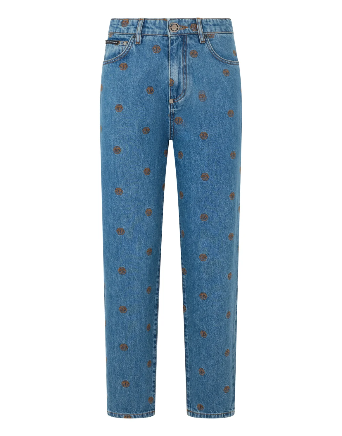 Mom Fit Jeans Embroidered Monogram Monogram, цвет: Темно-синий деним