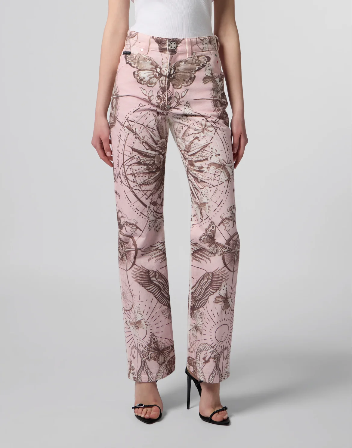 Straight Cut Jeans Butterfly Tattoo, цвет: Белый