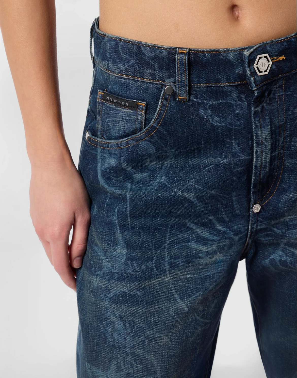 Straight Cut Jeans Butterfly Tattoo, цвет: Темно-синий деним