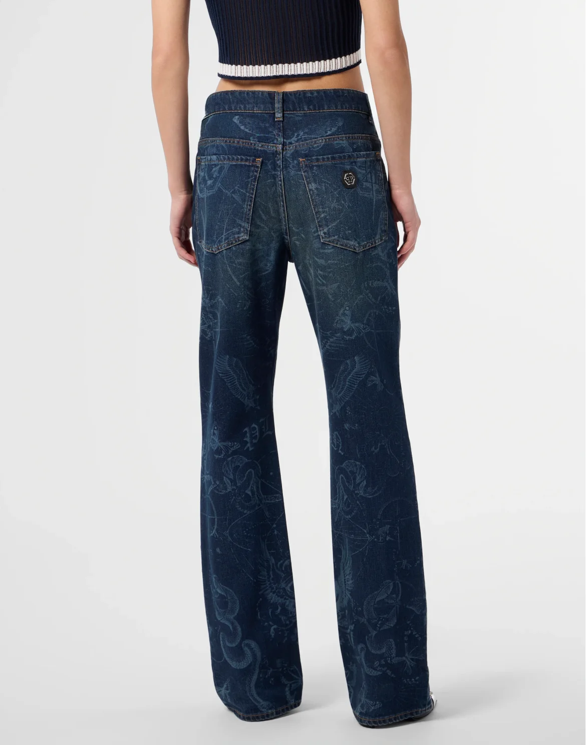 Straight Cut Jeans Butterfly Tattoo, цвет: Темно-синий деним