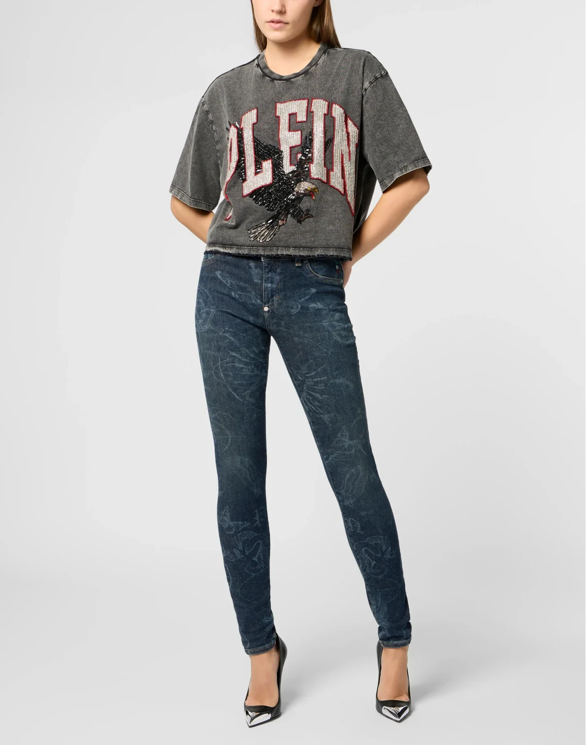 Jeggings Butterfly Tattoo, цвет: Темно-синий деним