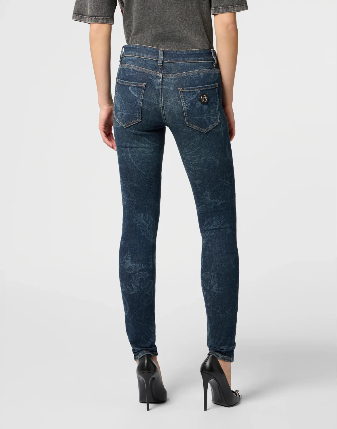 Jeggings Butterfly Tattoo, цвет: Темно-синий деним