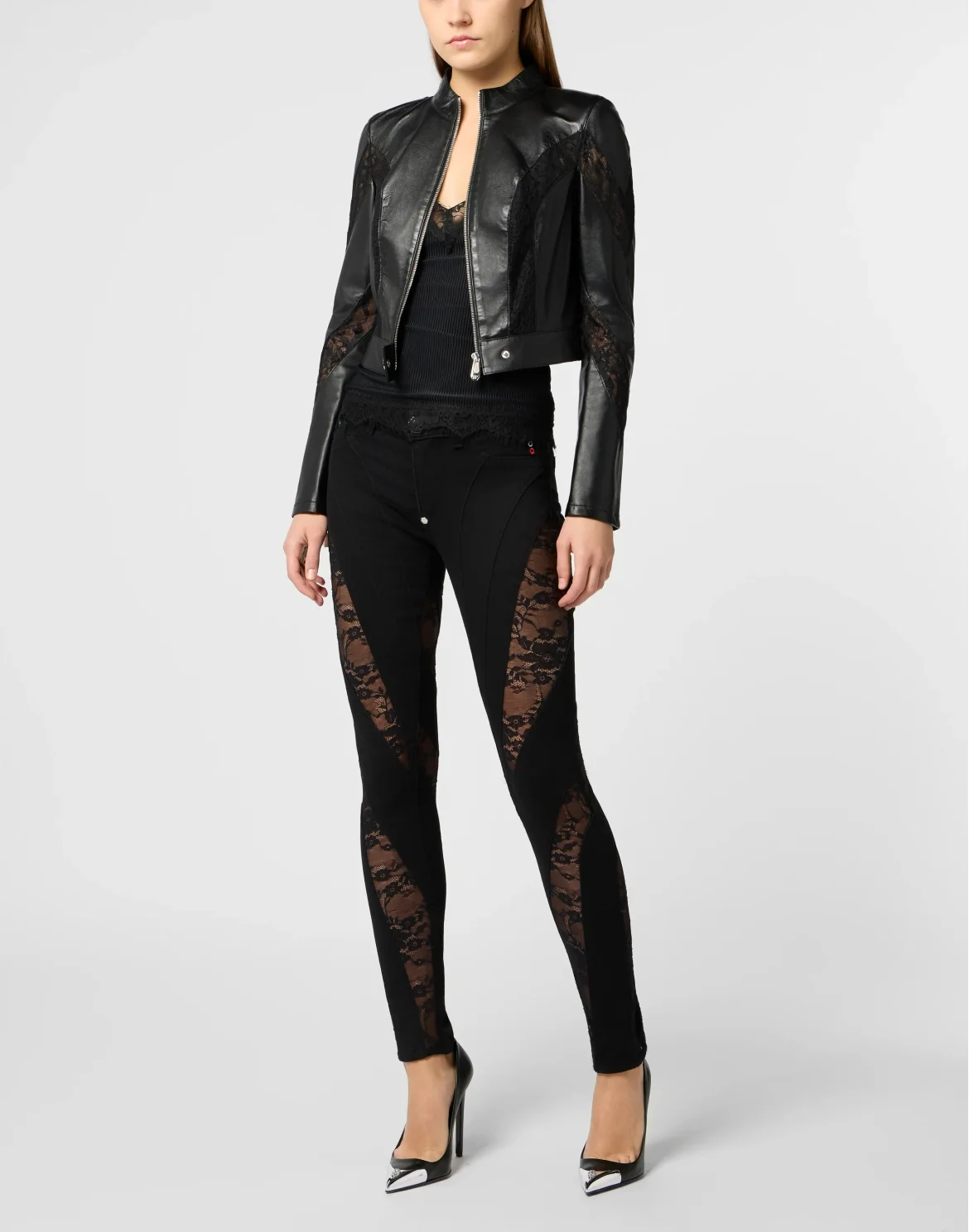 Multicutting Jeggings With Lace Inserts, цвет: Черный