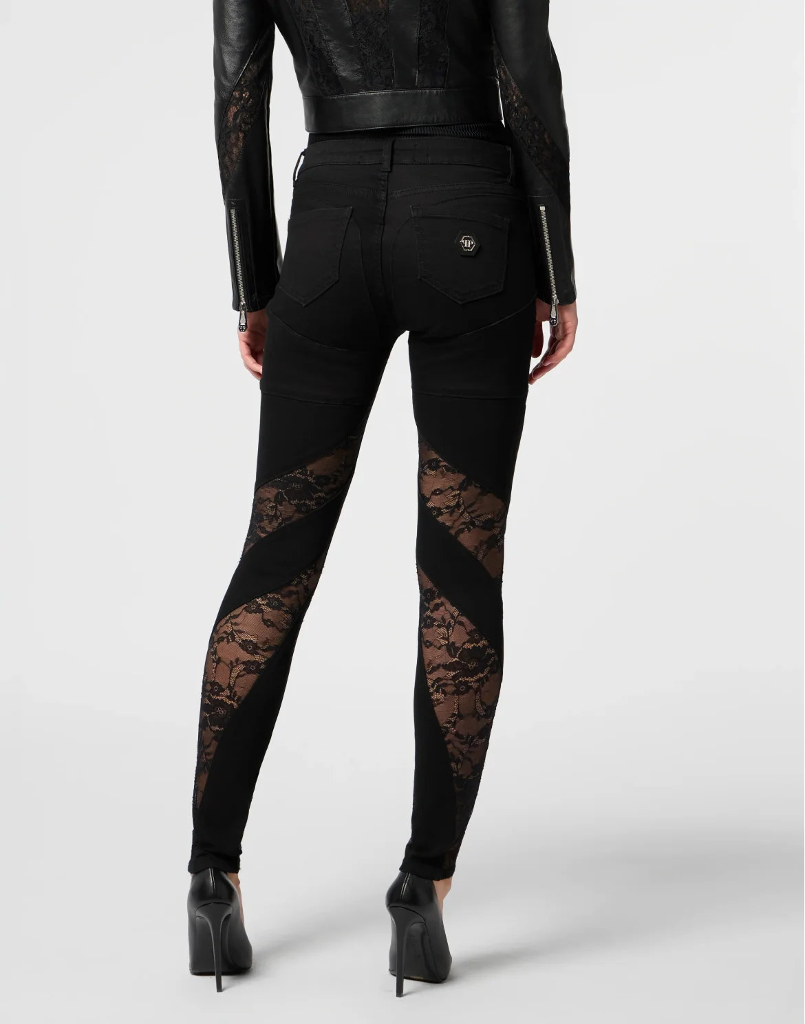 Multicutting Jeggings With Lace Inserts, цвет: Черный