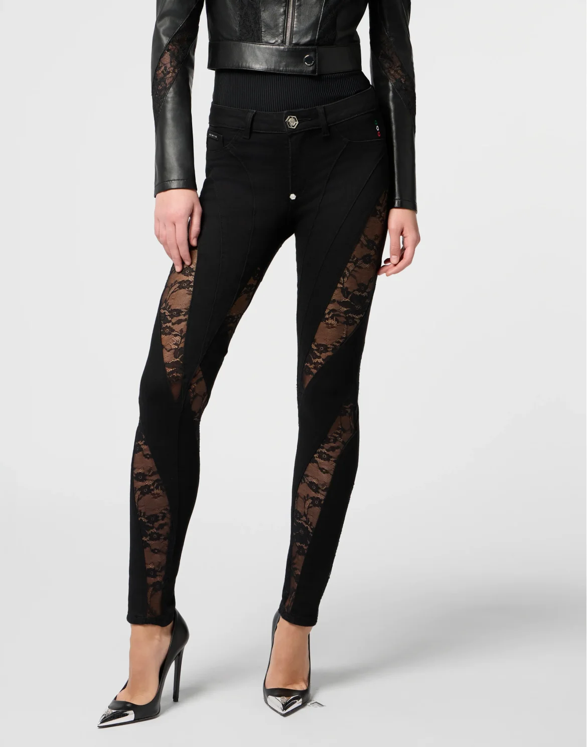 Multicutting Jeggings With Lace Inserts, цвет: Черный
