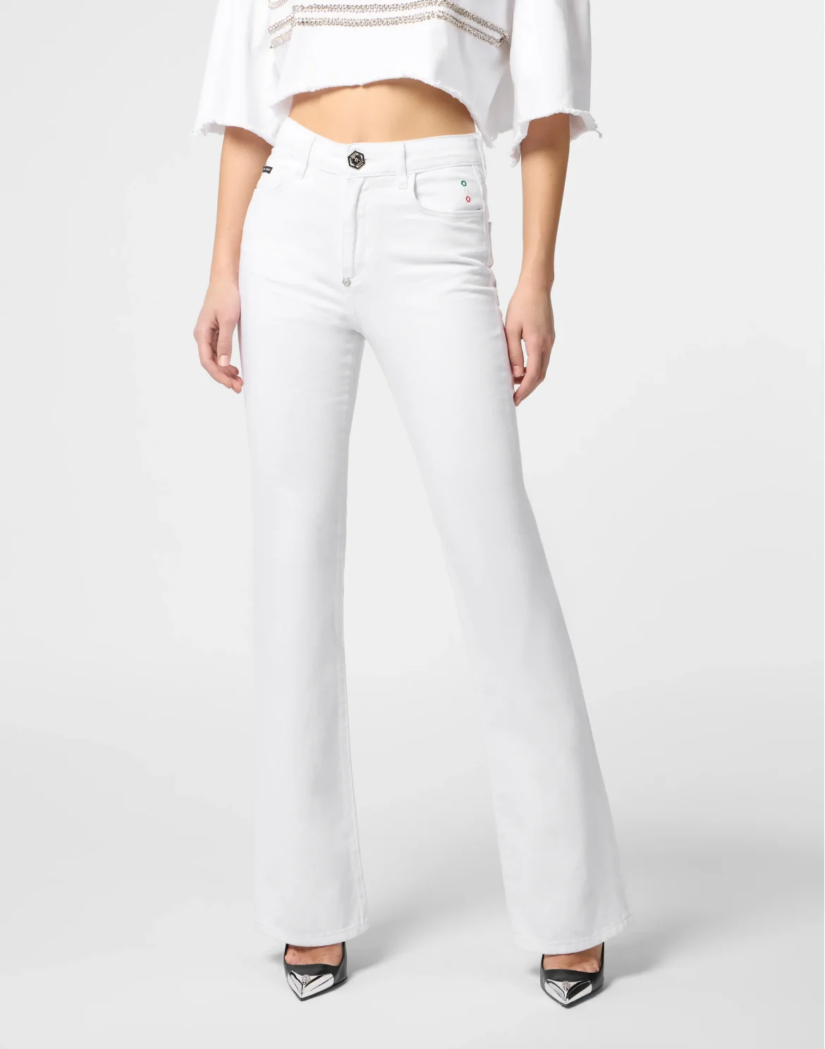 Flared Jeans Basic, цвет: Белый
