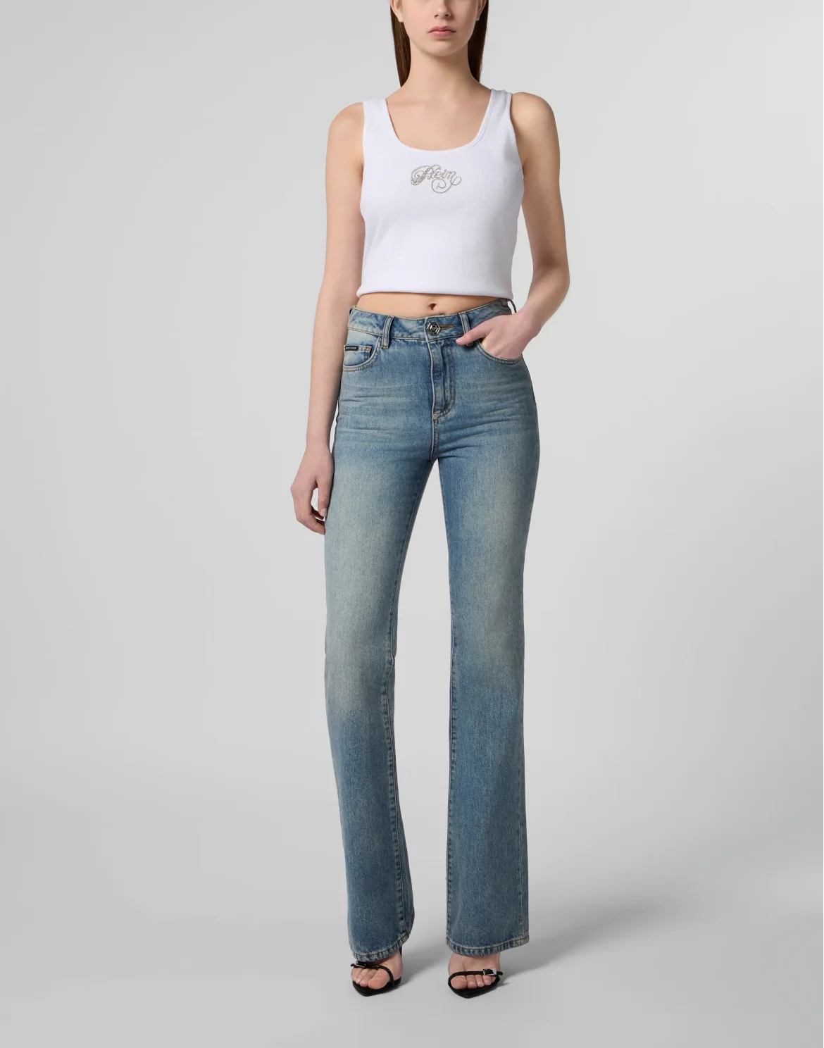Flared Jeans Basic, цвет: Серый
