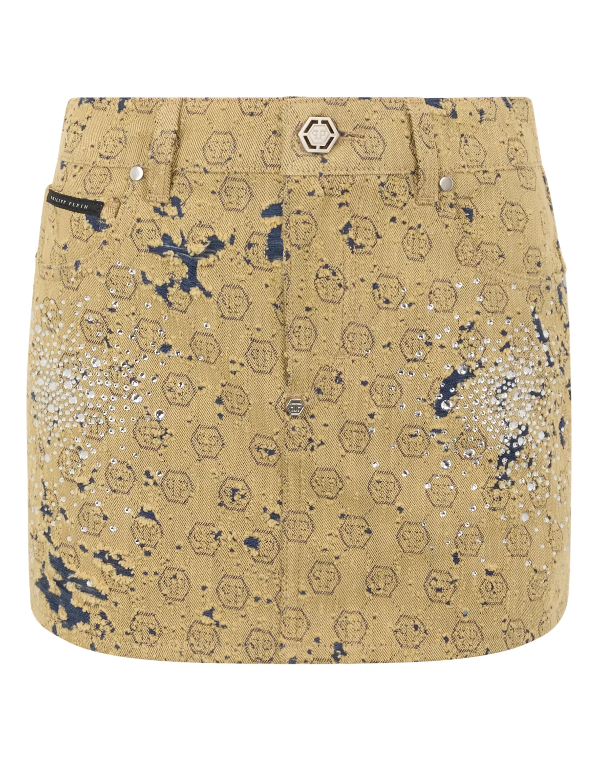 Jacquard Mini Skirt Monogram Crystal, цвет: Бежевый
