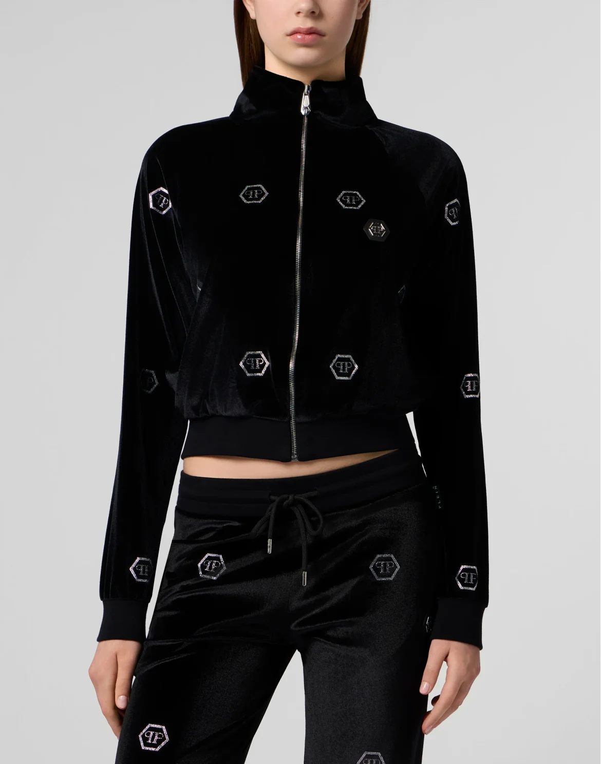 Chenille Tracksuit Jacket Mini Monogram Crystal Monogram, цвет: Черный