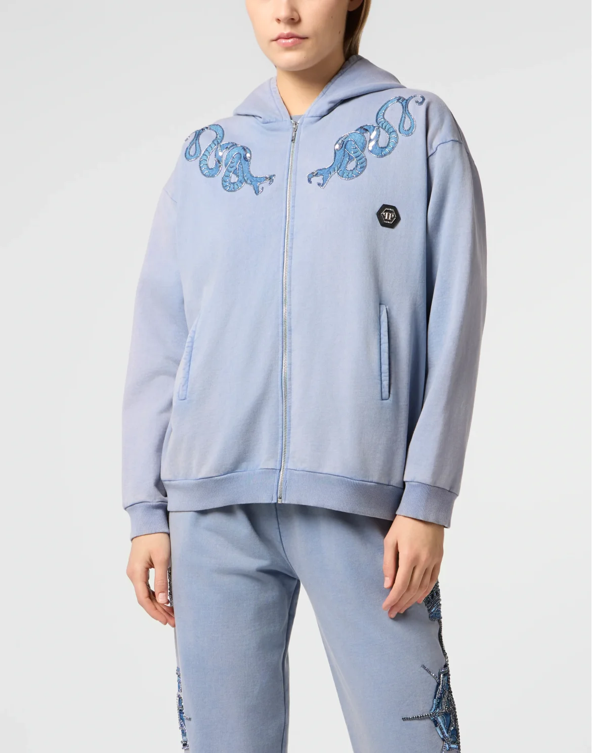 Regular Zip Hoodie Butterfly Tattoo, цвет: Голубой