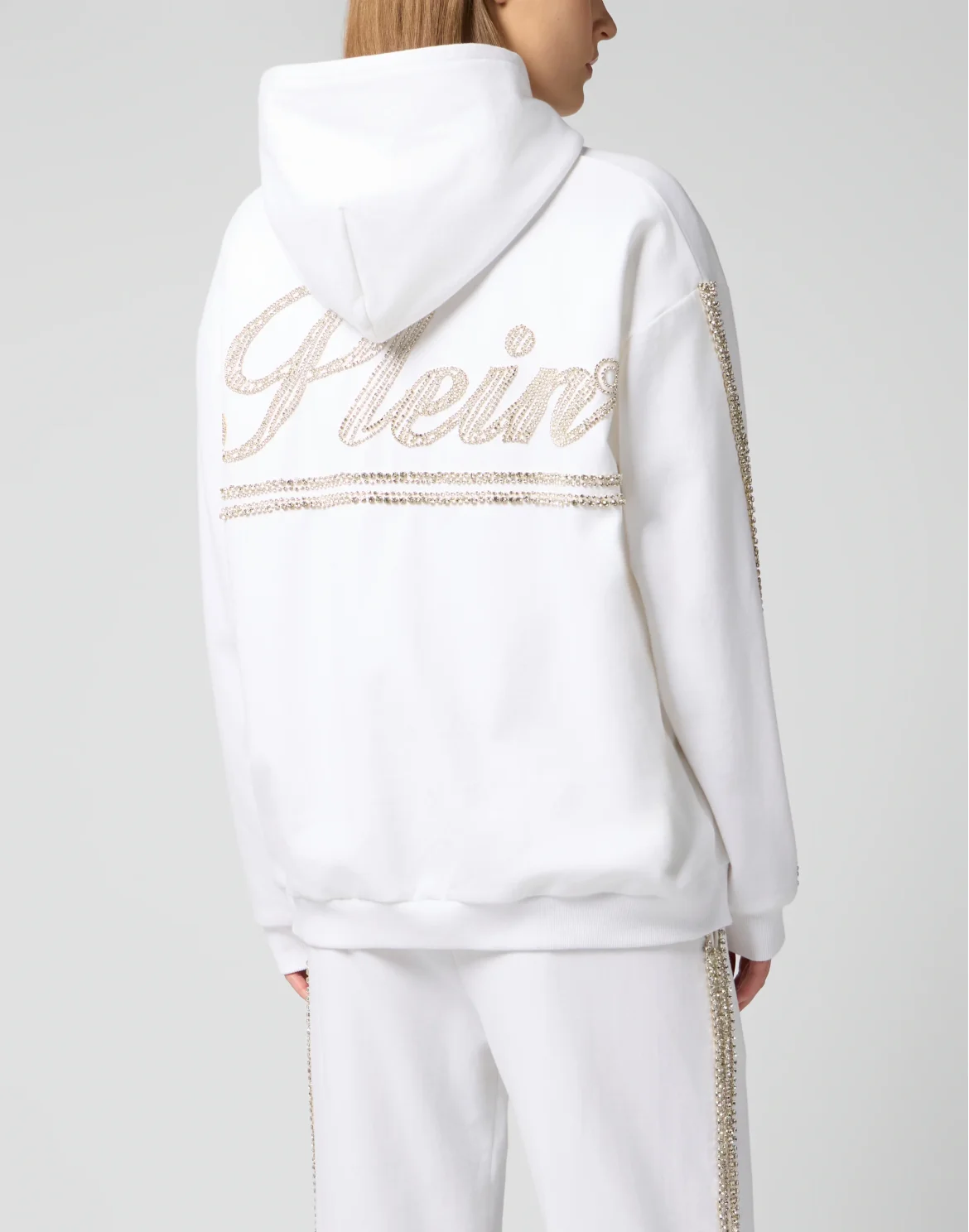 Regular Zip Hoodie Strass Signature, цвет: Белый