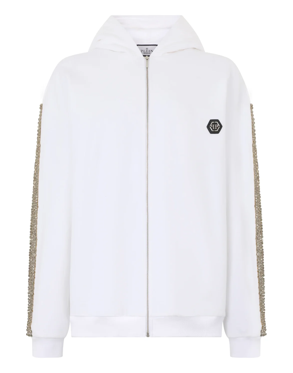 Regular Zip Hoodie Strass Signature, цвет: Белый