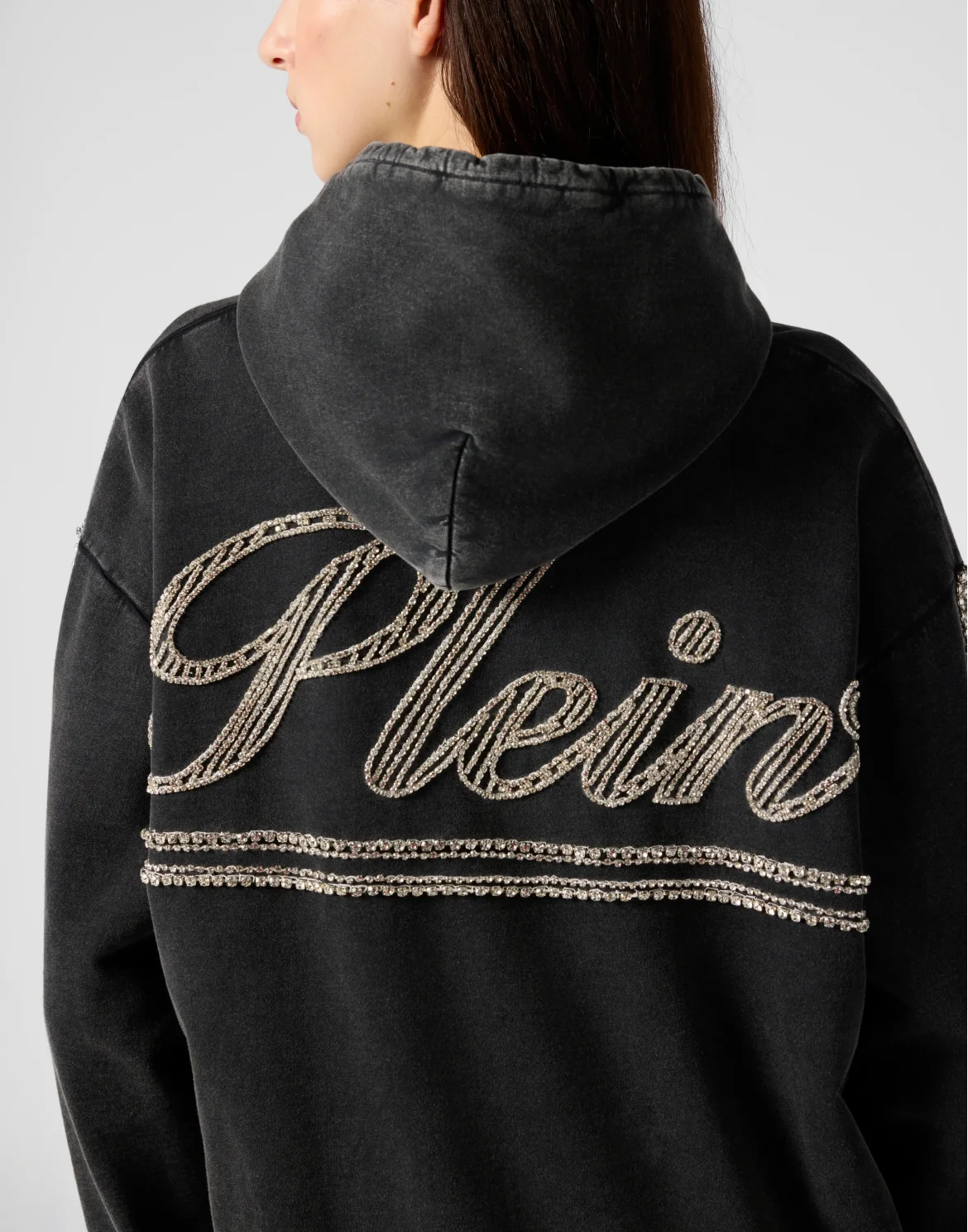 Regular Zip Hoodie Strass Signature, цвет: Черный