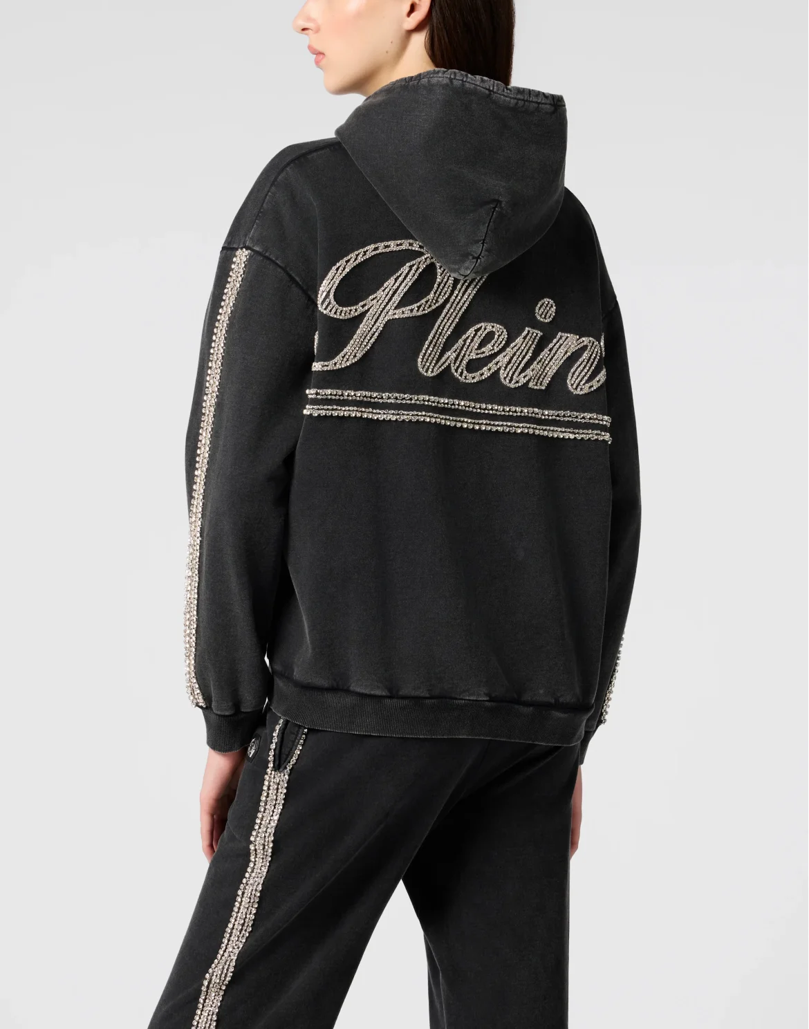 Regular Zip Hoodie Strass Signature, цвет: Черный