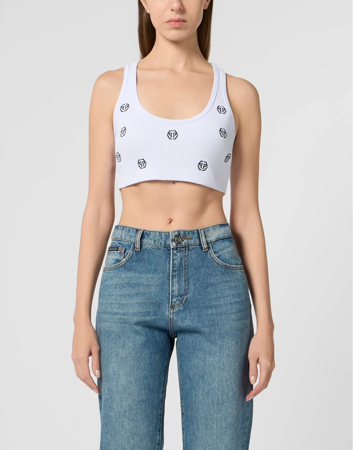 Ribbed Mini Tank Top Monogram Monogram, цвет: Белый
