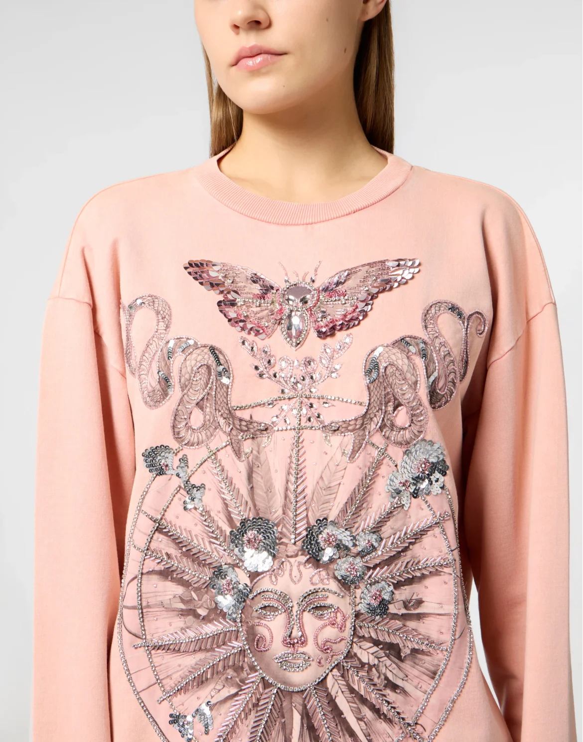 Open Back Sweatshirt Butterfly Tattoo, цвет: Розовый