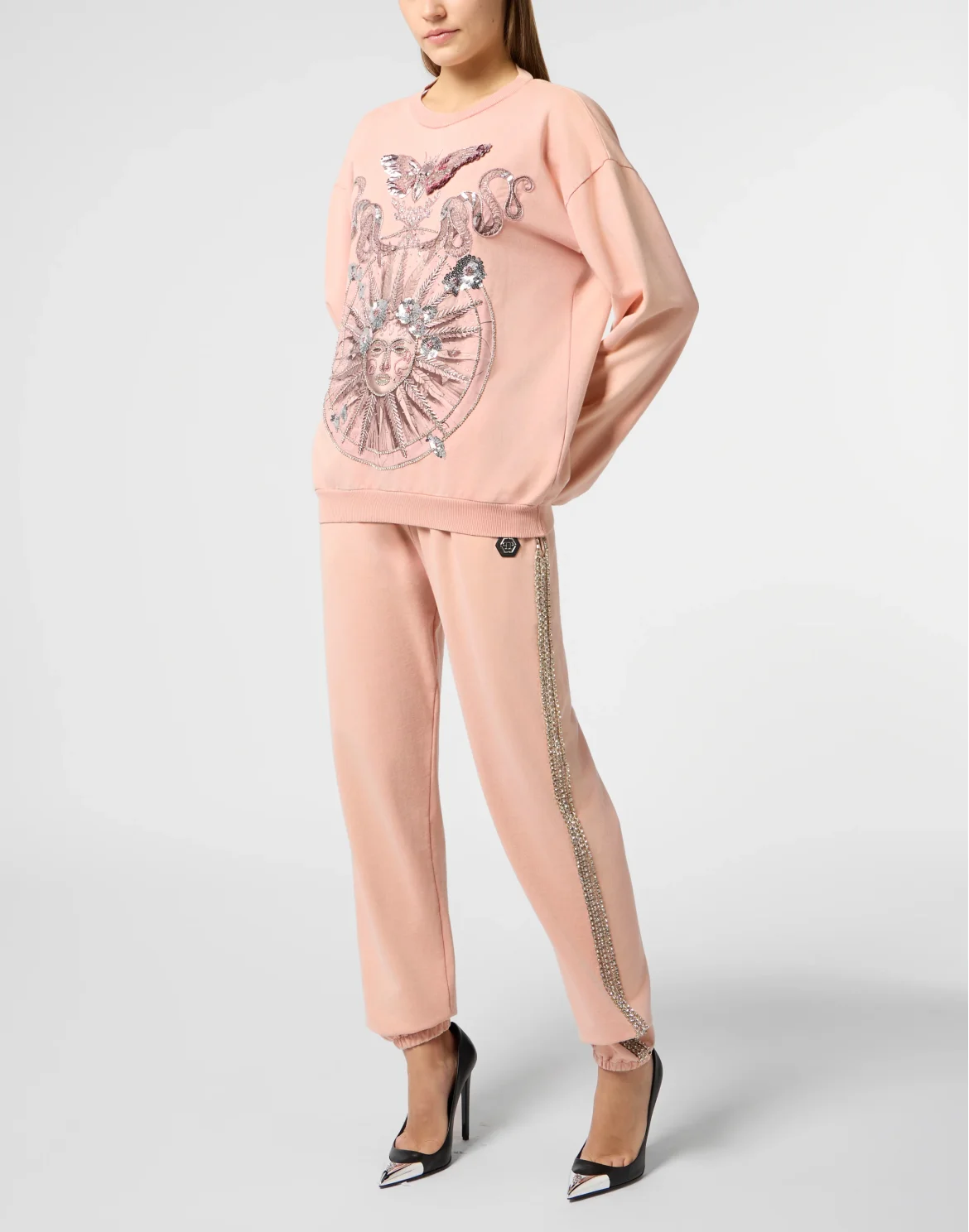 Open Back Sweatshirt Butterfly Tattoo, цвет: Розовый