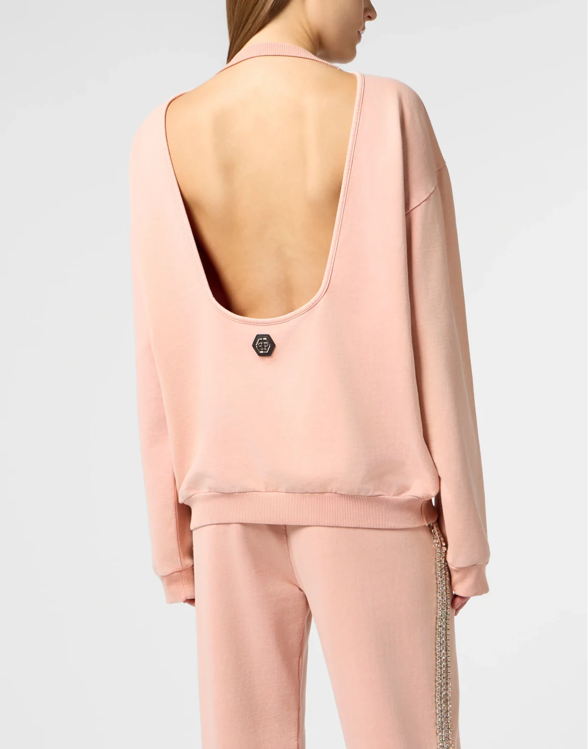 Open Back Sweatshirt Butterfly Tattoo, цвет: Розовый