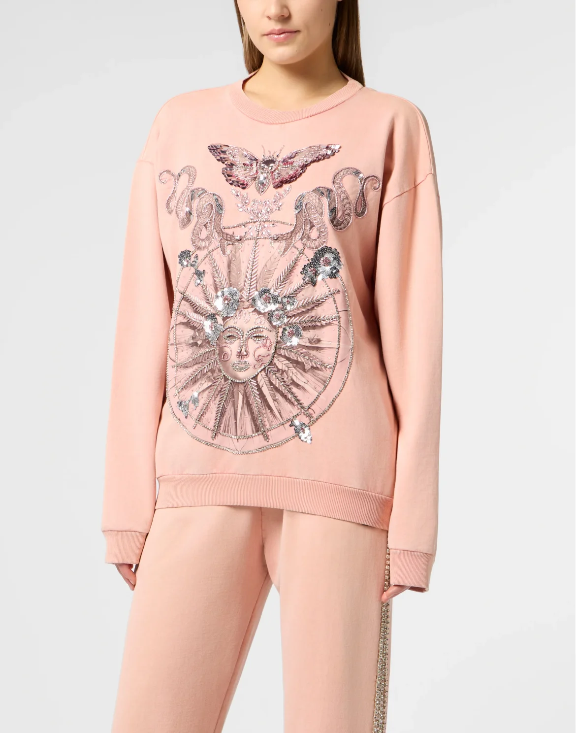Open Back Sweatshirt Butterfly Tattoo, цвет: Розовый