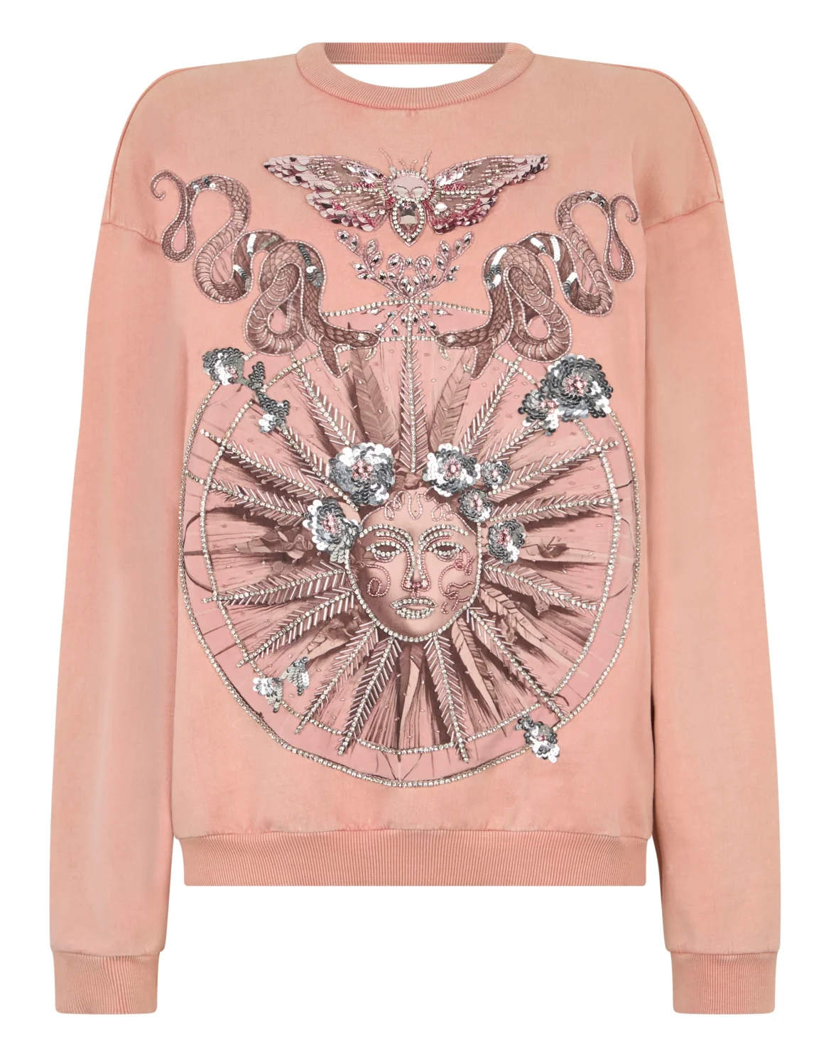 Open Back Sweatshirt Butterfly Tattoo, цвет: Розовый