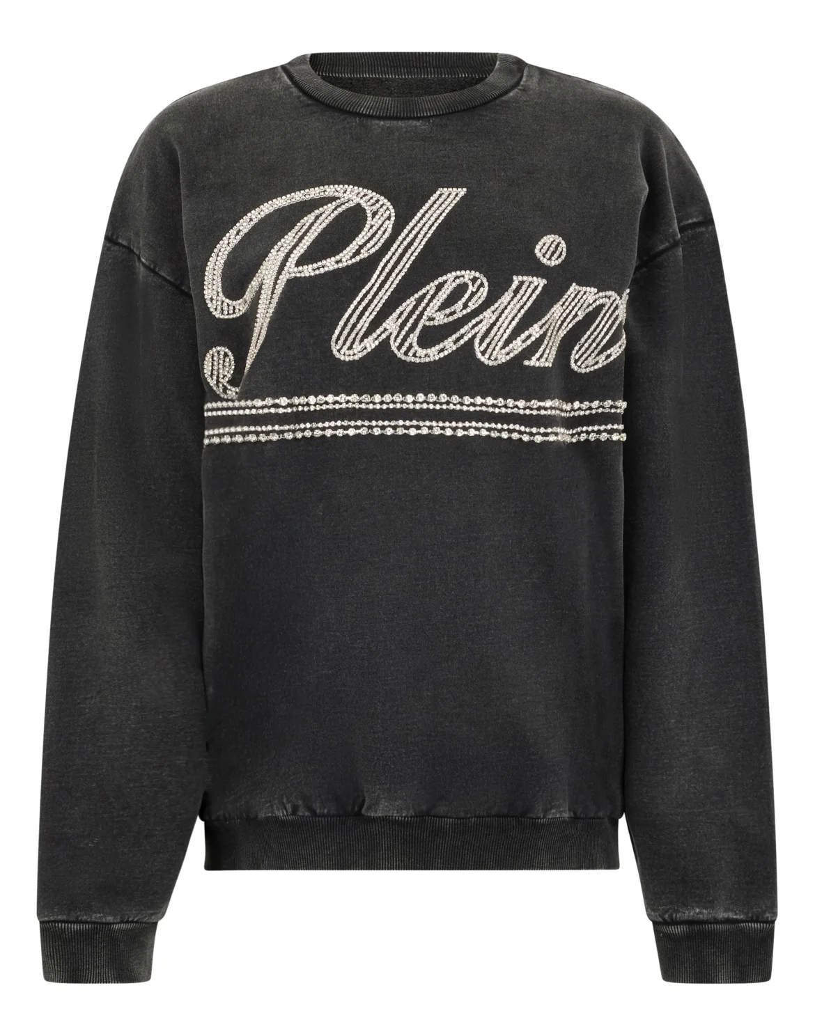 Washed Open Back Sweatshirt Strass Signature, цвет: Черный