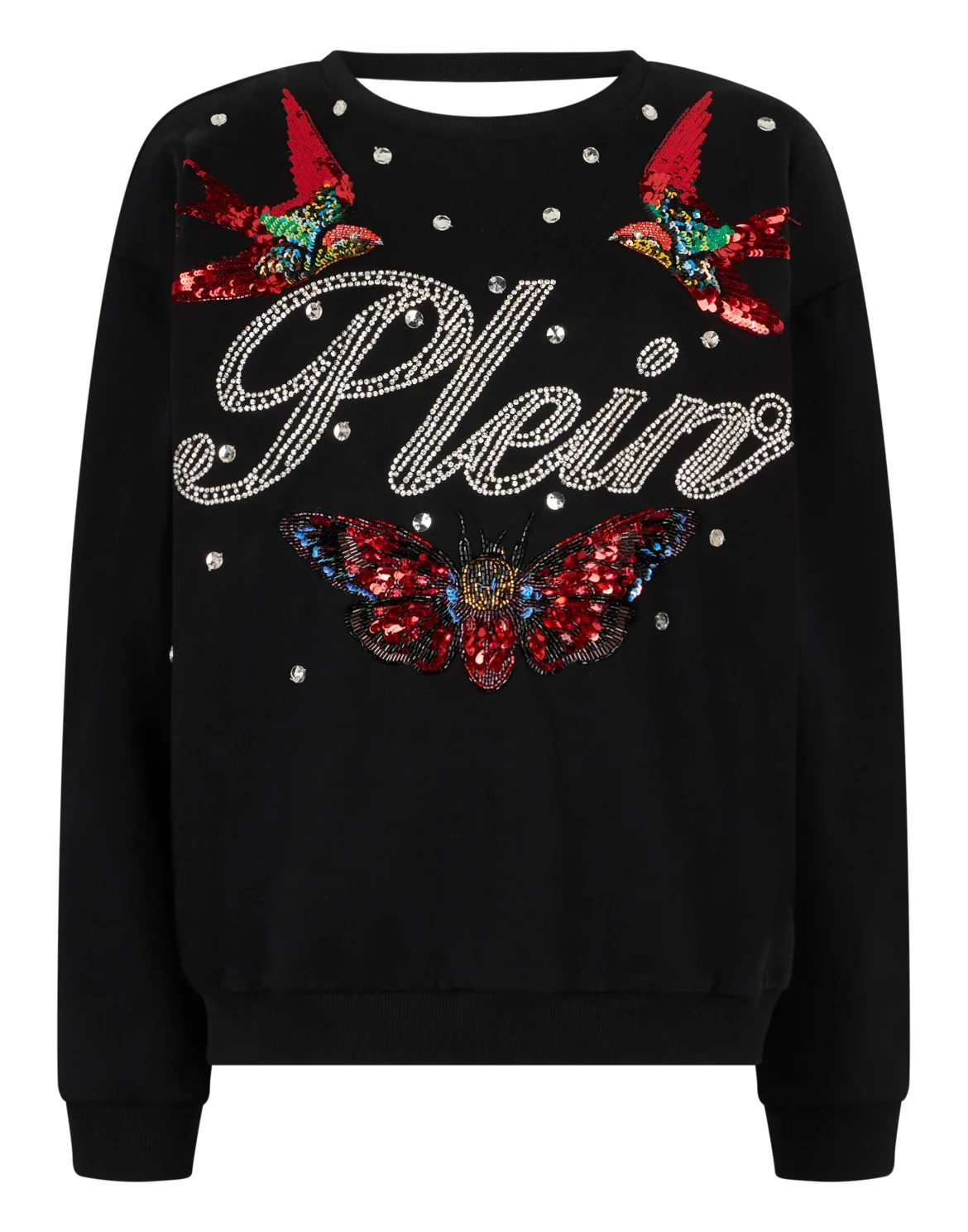 Open Back Sweatshirt Tattoo Strass, цвет: Черный