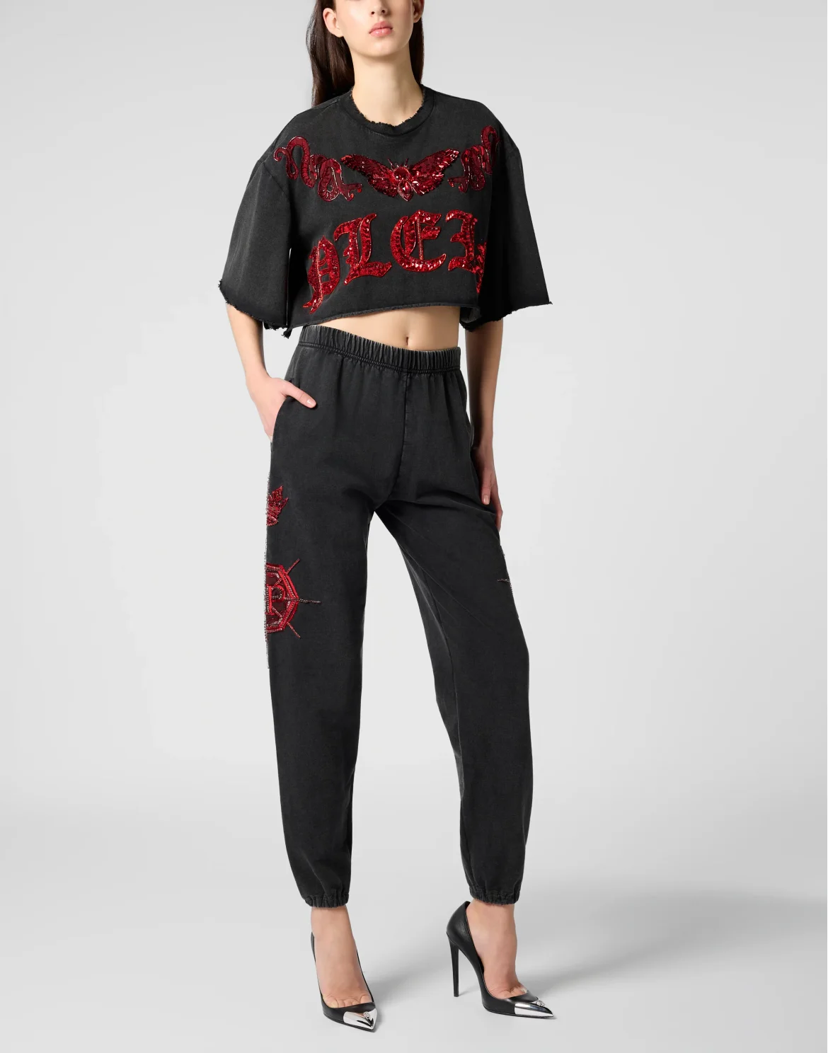 Washed Joggers Butterfly Tattoo, цвет: Черный