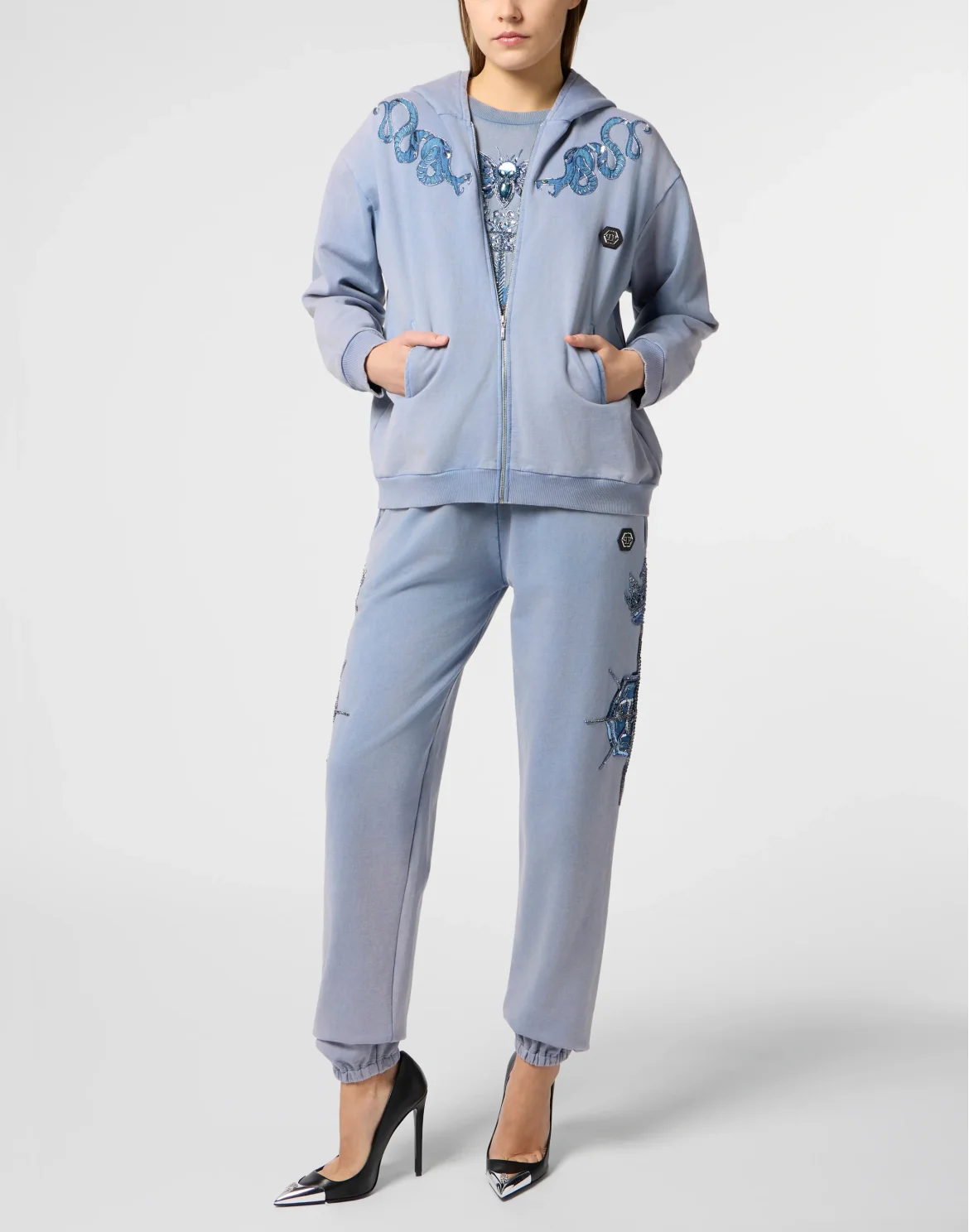 Washed Joggers Butterfly Tattoo, цвет: Голубой