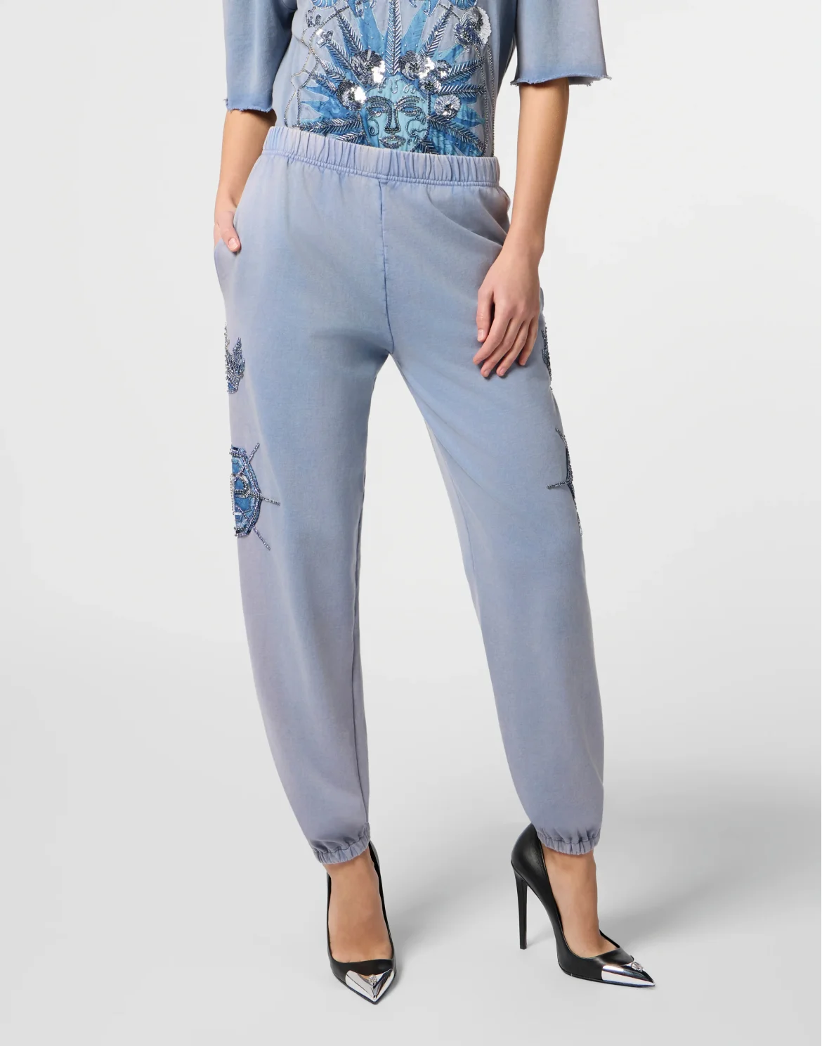 Washed Joggers Butterfly Tattoo, цвет: Голубой