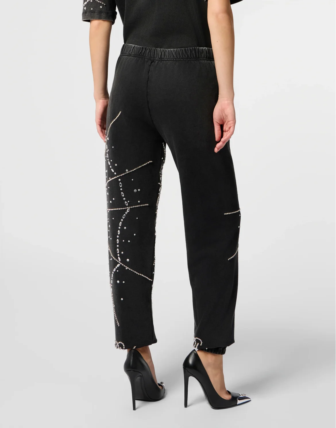 Washed Joggers Spiderweb Strass, цвет: Черный