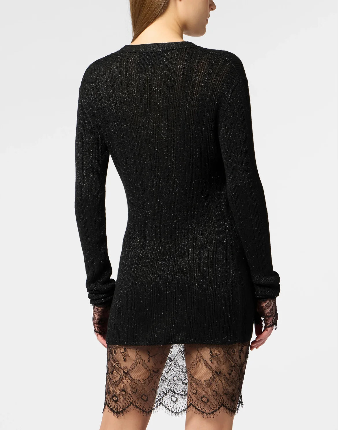 Fitted Buttoned-Up Dress Lace, цвет: Черный