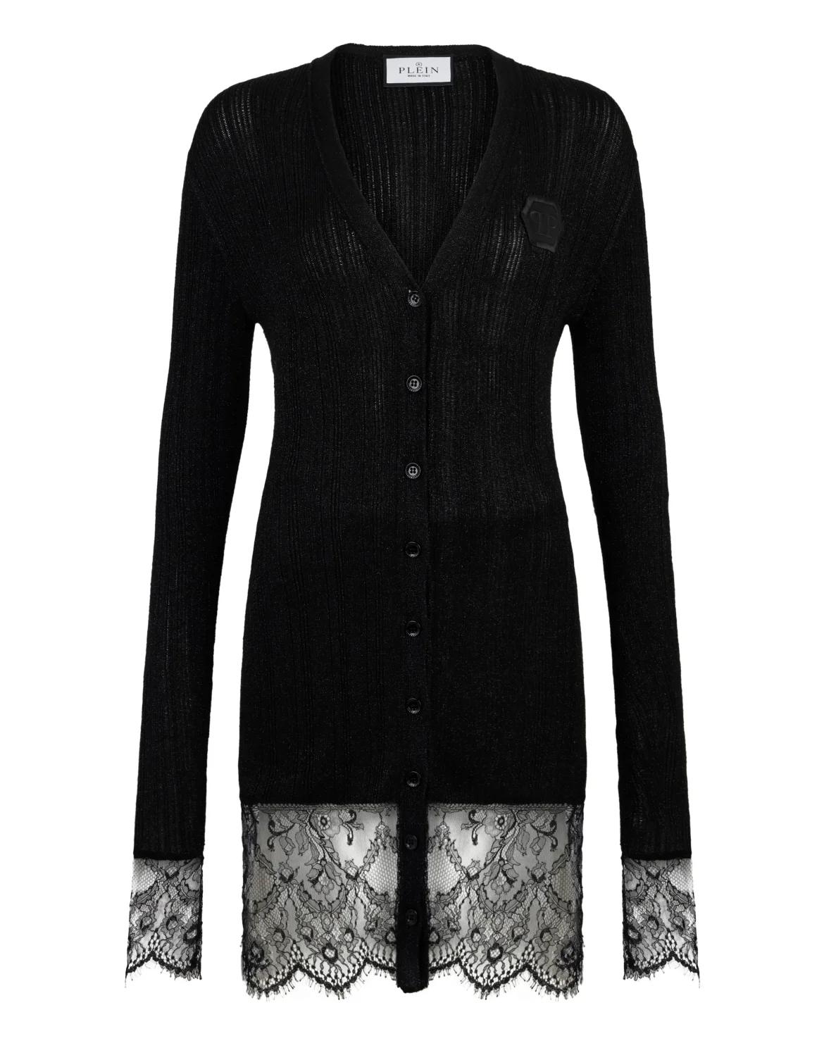 Fitted Buttoned-Up Dress Lace, цвет: Черный