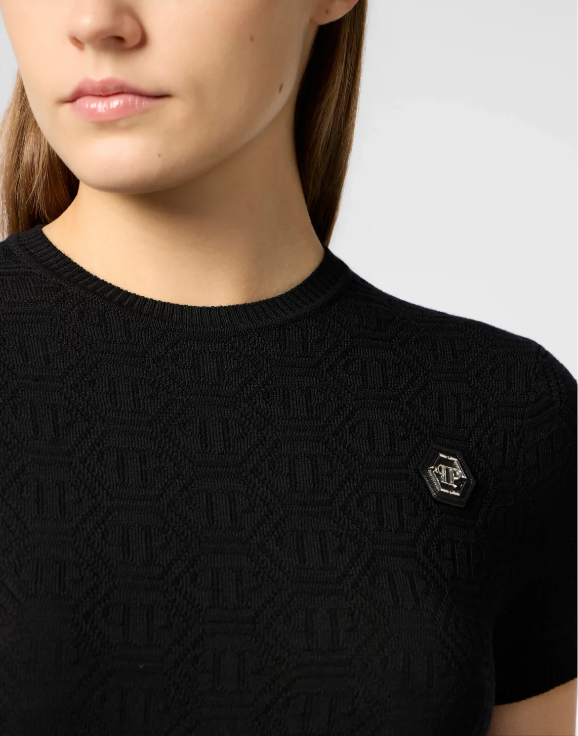Knitted T-Shirt Sexy Pure Fit Monogram Monogram, цвет: Черный
