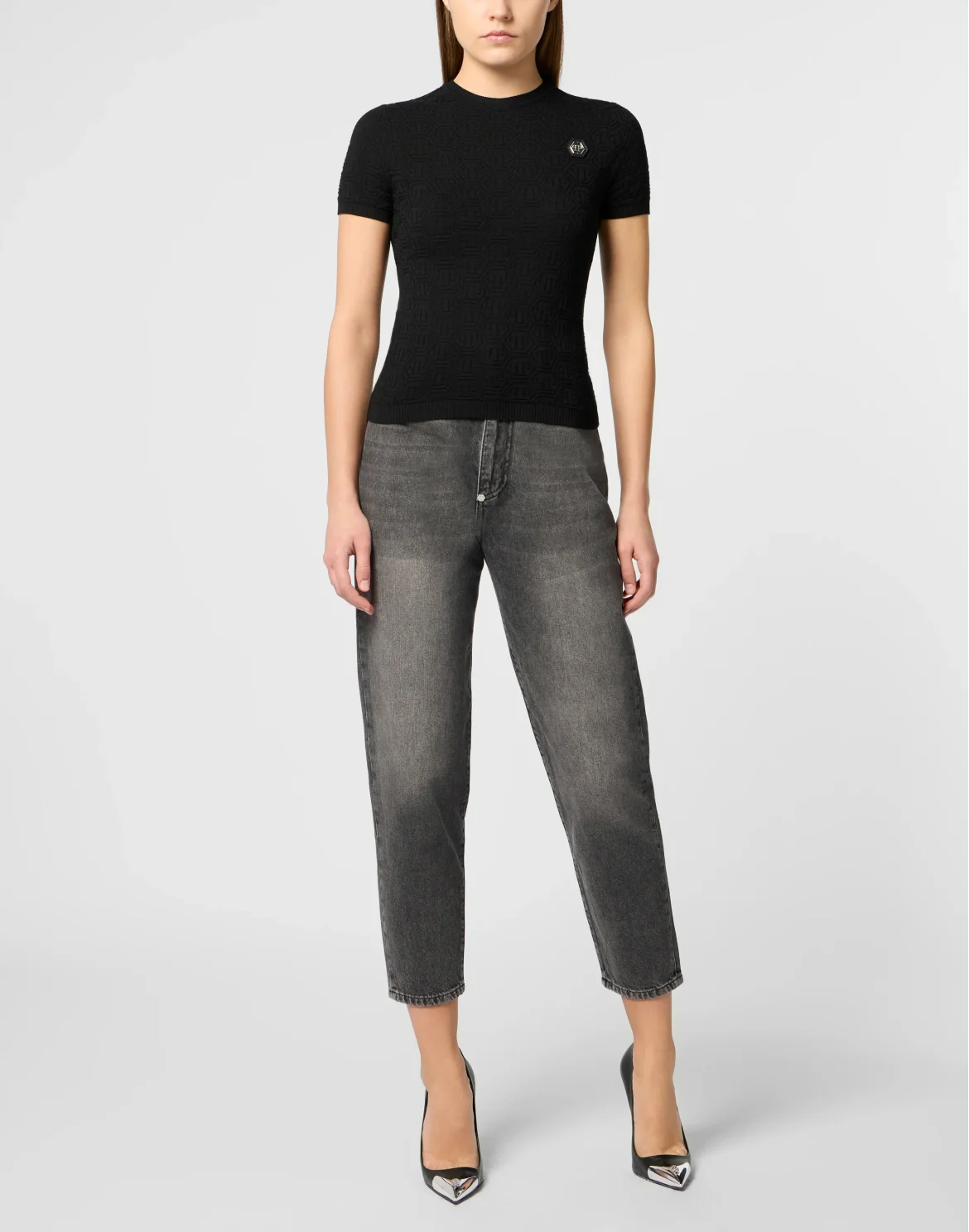 Knitted T-Shirt Sexy Pure Fit Monogram Monogram, цвет: Черный